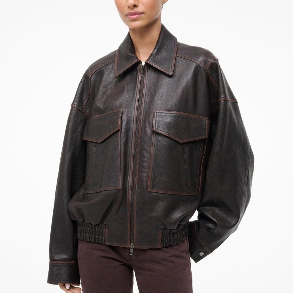 Staud Eugene Leather Bomber Jacket - image 2